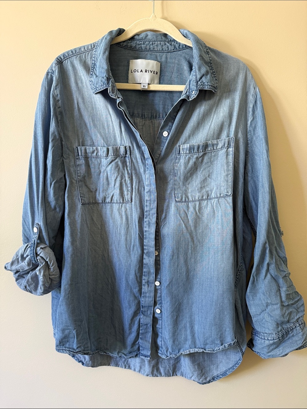 Lola River Light Denim Tencel Button-Down Shirt